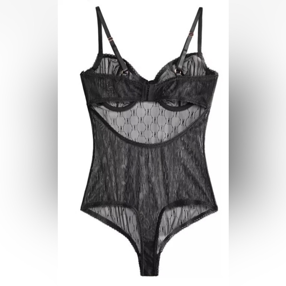 NWT - INC International Concepts Sheer Black Lace Bodysuit Sz XXL $50
